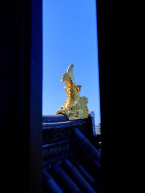 Okayama Kalesi 'nden görüntü, Kita Ward, Okayama, Japonya' daki bir 16. yüzyıl şatosunun kopyası.