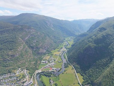 Aurland, Norveç 'teki Stegastein bakış açısından Aurlandsfjord' un manzarası