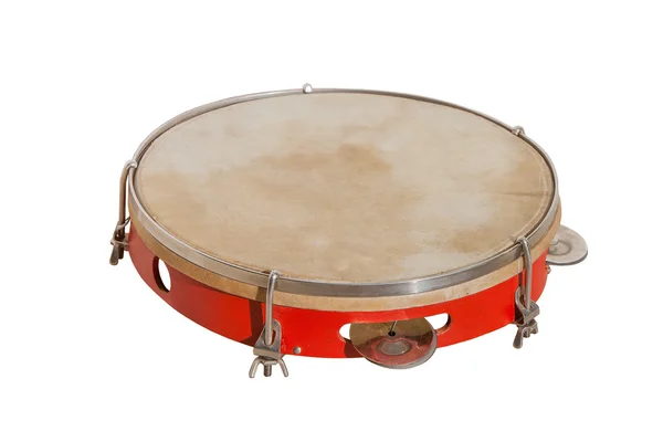 Klassisches Musikinstrument Tamburin isoliert auf weißem Hintergrund — Stockfoto