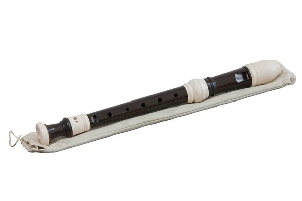古典乐器是白色背景上孤立块长笛 — 图库照片
