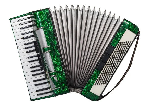 Musikinstrument grüne Ziehharmonika — Stockfoto