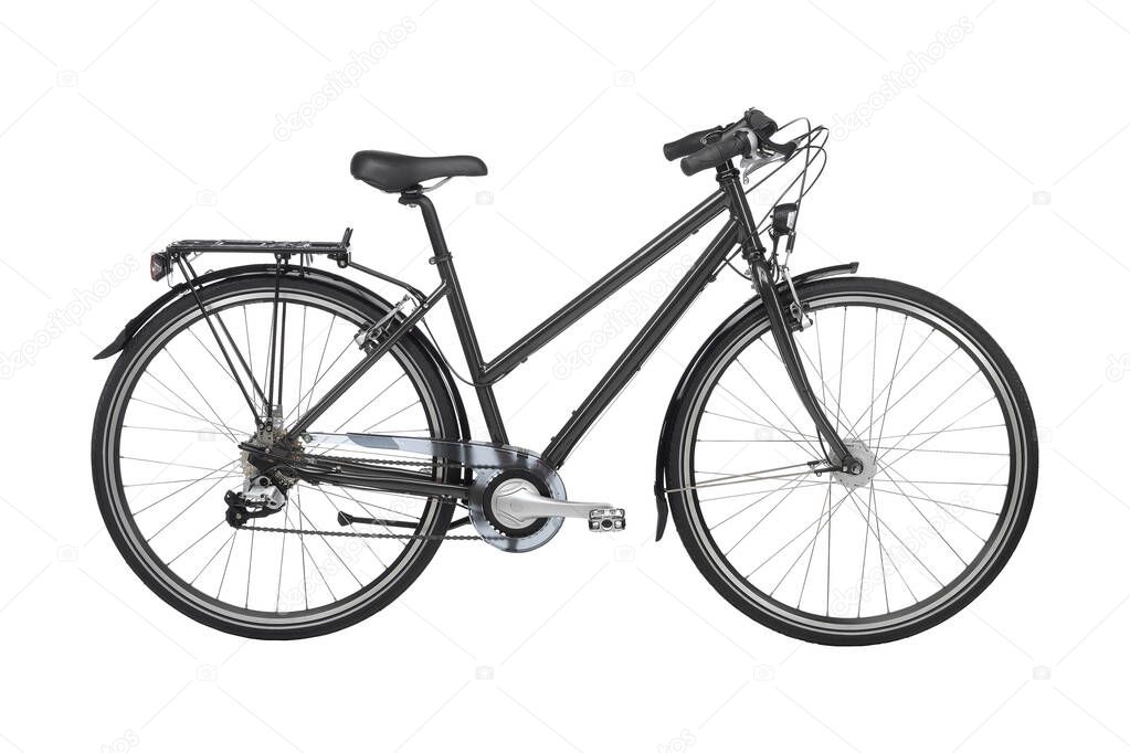 sports bike with trunk on white background