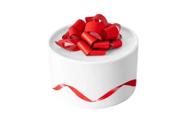 Gift Red Bow Box Isolated White Background Stock Image