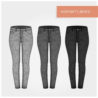 Klasik kadın kot ışık gri ve siyah vektör