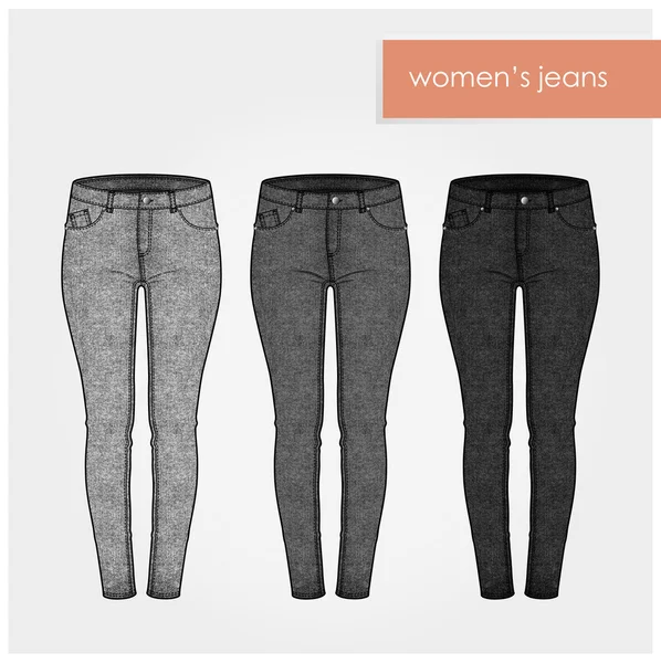 Klasik kadın kot ışık gri ve siyah vektör