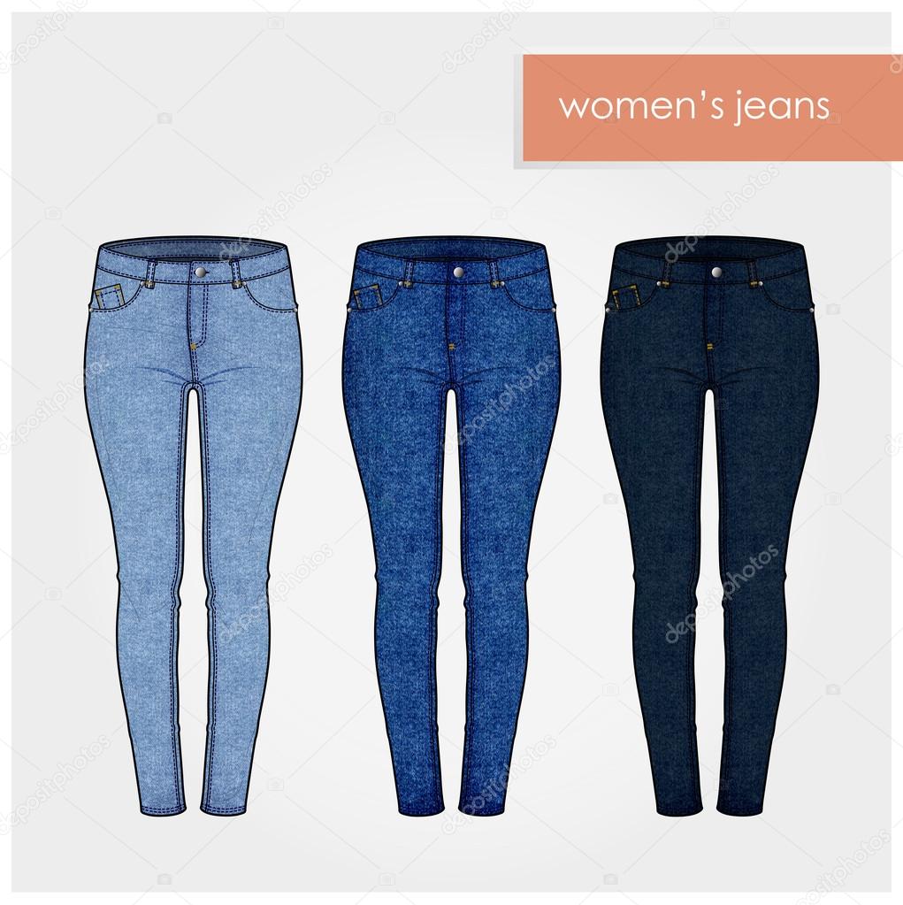 classic women jeans different blue 1 vector