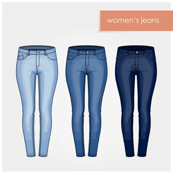 Klasik kadın kot farklı mavi vektör doku olmadan