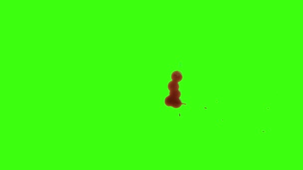 Schermo verde isolato spruzzi di sangue rosso — Video Stock