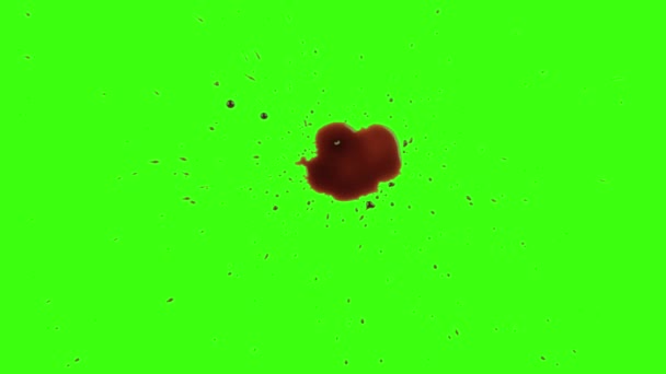 Schermo verde isolato spruzzi di sangue rosso — Video Stock