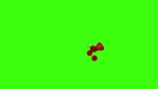 Druppels bloed druppelen op de groene achtergrond — Stockvideo