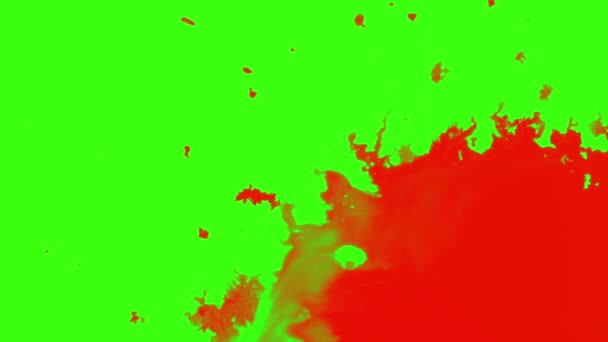 Bläck Splatter över grön skärmbakgrund — Stockvideo