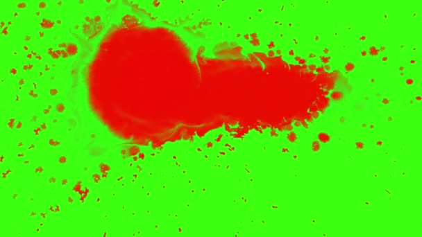 Splatter inchiostro su sfondo verde con Alpha — Video Stock