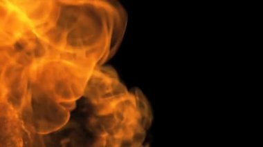 Siyah arka plan yanan sıcak ateşi