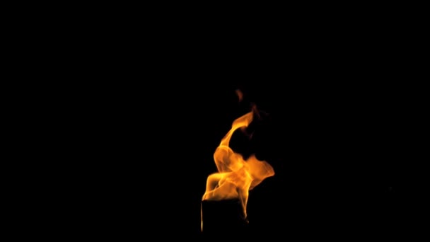 Torch Burning Fire Performer Blowing from Bottom — Stock Video