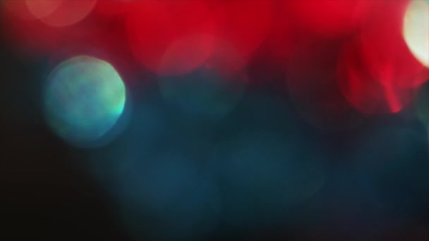 4K Shaky di messa a fuoco circolare Bokeh rosso e blu — Video Stock