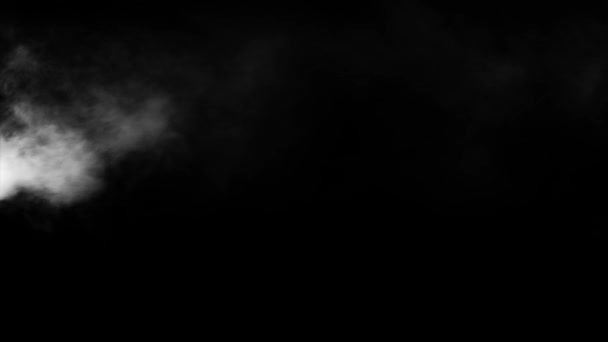 随机蒸汽雾吹从左黑色背景 — 图库视频影像