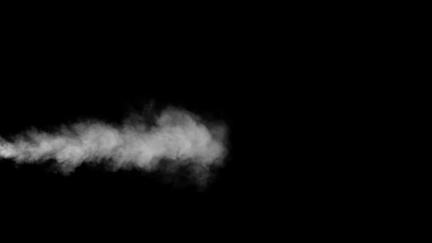 Brouillard de vapeur aléatoire souffler de gauche un fond noir — Video