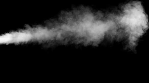 Sopro de névoa de vapor aleatório da esquerda um fundo preto — Vídeo de Stock