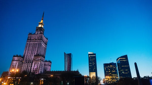 City center with Palace of Culture and Science — Stock Photo, Image