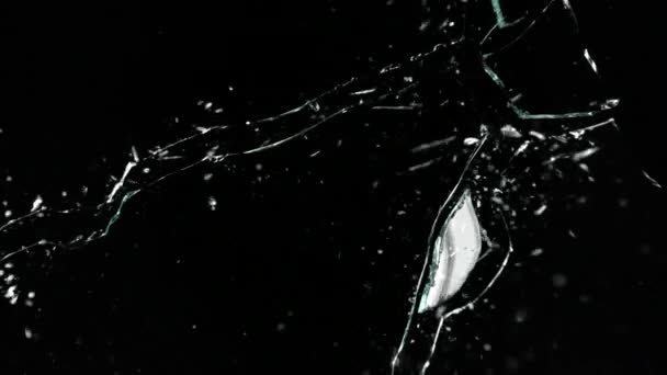 Tłuczonego szkła dramatyczna zwolnionym tempie — Wideo stockowe
