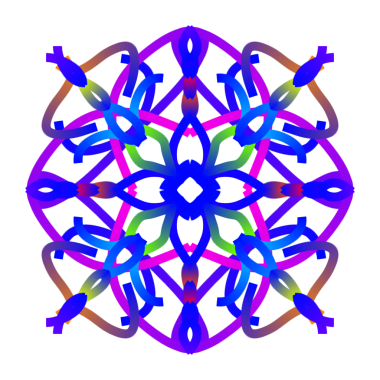 Psikedelik Arkaplan ve Modern Grafik Tasarımı için Geometrik Şekillere sahip canlı Renkli Soyut Mandala Deseni