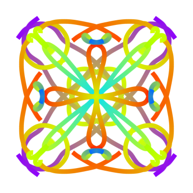 Psikedelik Arkaplan ve Modern Grafik Tasarımı için Geometrik Şekillere sahip canlı Renkli Soyut Mandala Deseni