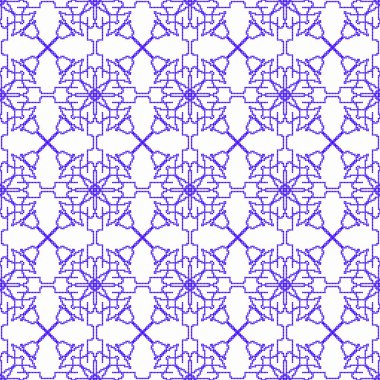 Kusursuz Geometrik Çiçek Etnik Mozaik Desen Tasarımı. Soyut Çapraz Dikiş İşleme Biçimi Süsleme Arkaplanı Mavi ve Beyaz Renkli.