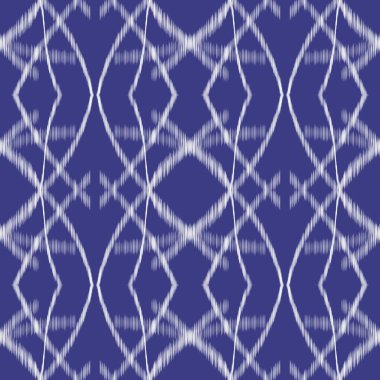 Thai-Isaan Ikat Desensiz Kumaş Doku İndigo Mavi ve Beyaz Soyut Geometrik Arkaplan Duvar Kağıdı Tekstil Kumaş Kumaşı Asya Biçimi