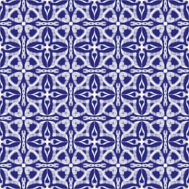 Mavi Porselen Tarzı Mandala Geometrik Deseni, Kusursuz Vektör Arkaplanı, Doğulu Etnik Süs, Shibori Kravat Boyası Tekstil Yazısı, Dekoratif Döşeme Arkaplanı.