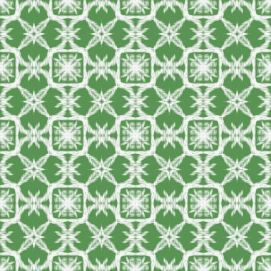 Tayland Yeşil ve Beyaz Ikat Kusursuz Şekilsiz Geometrik Doğulu Tekstil Kumaş Duvar Kağıdı Kağıt Kaplama Arkaplanı Dekorasyonu