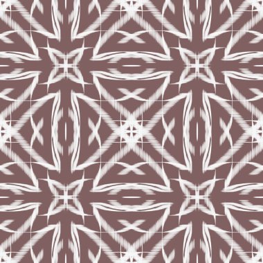 Tekstil moda duvar kâğıdı ve ev dekorasyonu için leylak rengi arkaplan üzerine geometrik etnik süsleme işlemeli kusursuz hedef deseni.