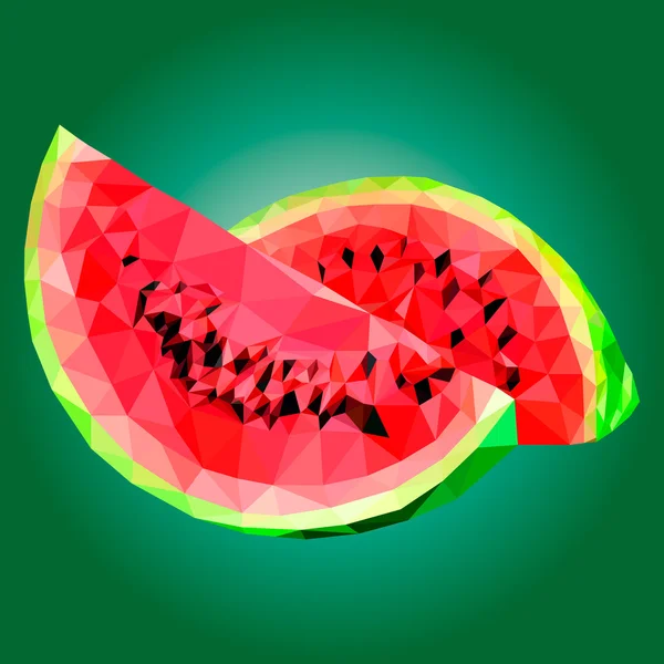 Darstellung des Vektors für niedrige Poly-Wassermelonen — Stockvektor