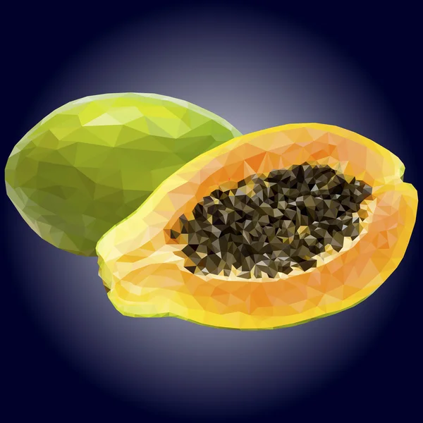 Low Poly Papaya Vektor Illustration — Stockvektor