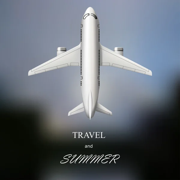Fondo abstracto vectorial con la aeronave. Viajes y verano . — Vector de stock