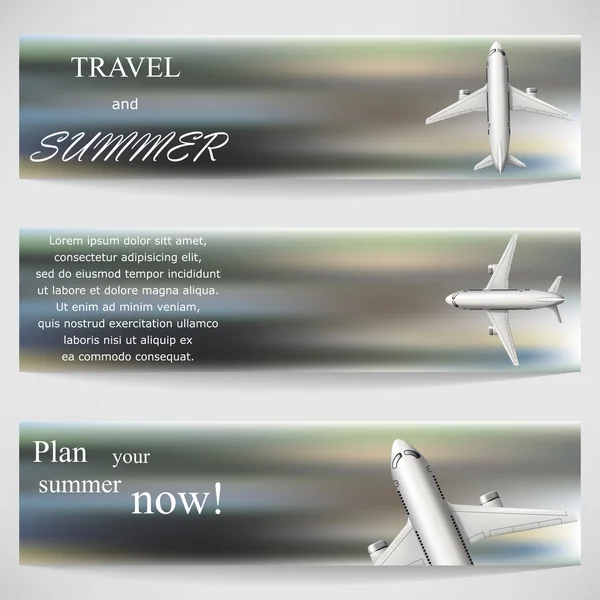 Ilustración vectorial de una pancarta con el avión . — Vector de stock