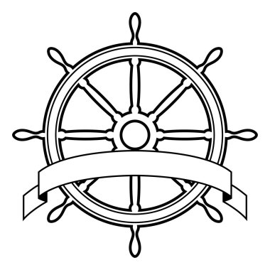 Bir geminin dümen kurdele ile vektör çizim.