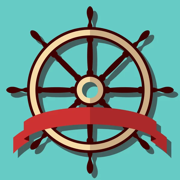 Vektor-Illustration eines Schiffsruders mit Band. — Stockvektor