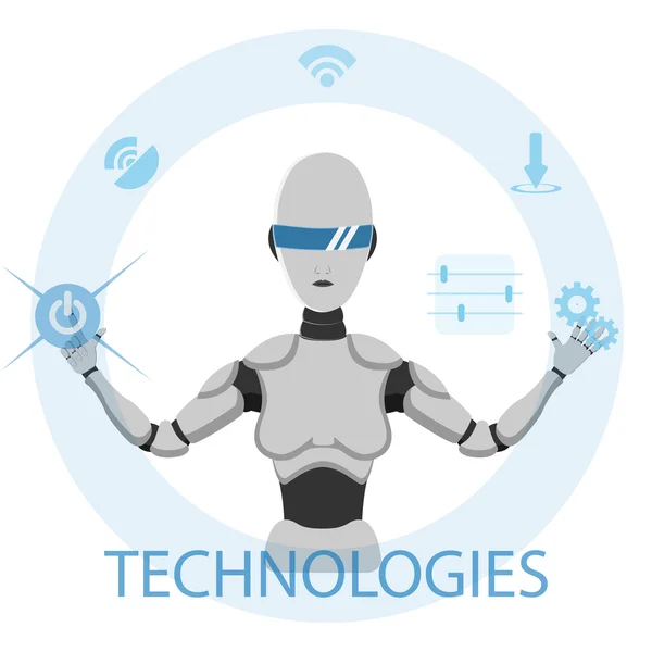 Ilustración vectorial del robot en las gafas electrónicas . — Archivo Imágenes Vectoriales