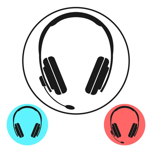 Icons headphone with a microphone. — Stock Vector