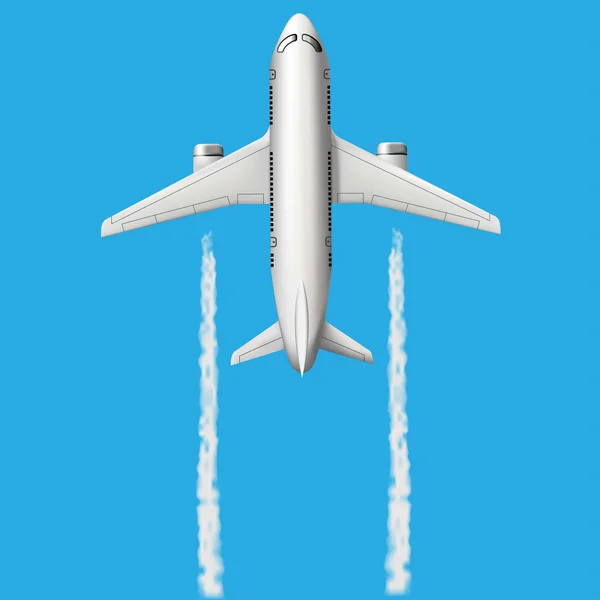 Avión sobre fondo azul . — Vector de stock