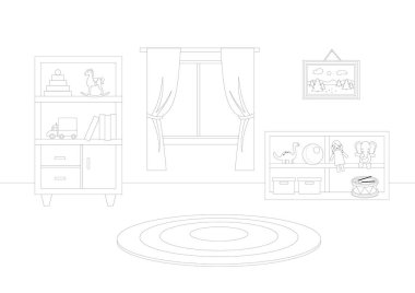 Mobilya ve ev içi vektör illüstrasyonu