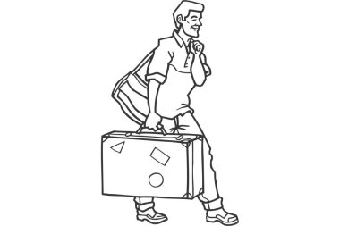 Elinde bavul olan adam.