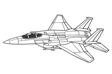 Bir savaş uçağının vektör çizimi. Askeri savaş uçağı.