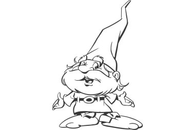 Beyaz izole bir arka planda süpürgeyle gezen küçük cadının tasviri..