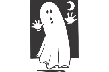 Hayalet çizgi film karakteri. Beyaz arka planda izole edilmiş. vektör illüstrasyonu