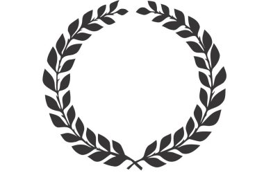 Defne çelengi vektörü. Siyah ikon vektör illüstrasyonu. Beyaz arkaplanda defne çelengi.