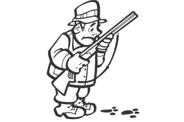 Avcı ve av tüfeği çizgi filmi