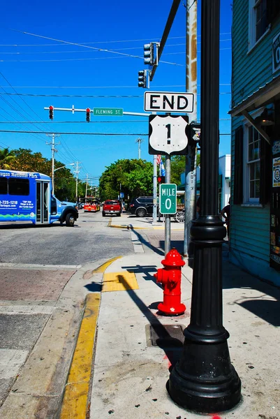 Señal Del Fin Florida Claves Carretera Panorámica Keywest —  Fotos de Stock