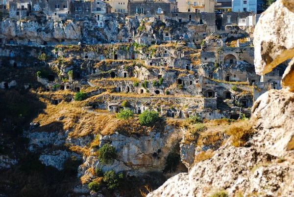 Parco Della Murgia Materana Con Casco Antiguo Matera Sur Italia — Foto de Stock