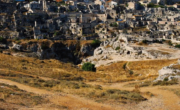 Parque Murgia Materana Matera Con Las Casas Las Piedras Cuevas — Foto de Stock